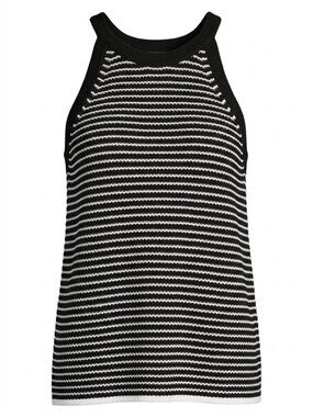 Lane Bryant Plus Size Black White Knit Racerback High Neckline Tank Sweater 3038